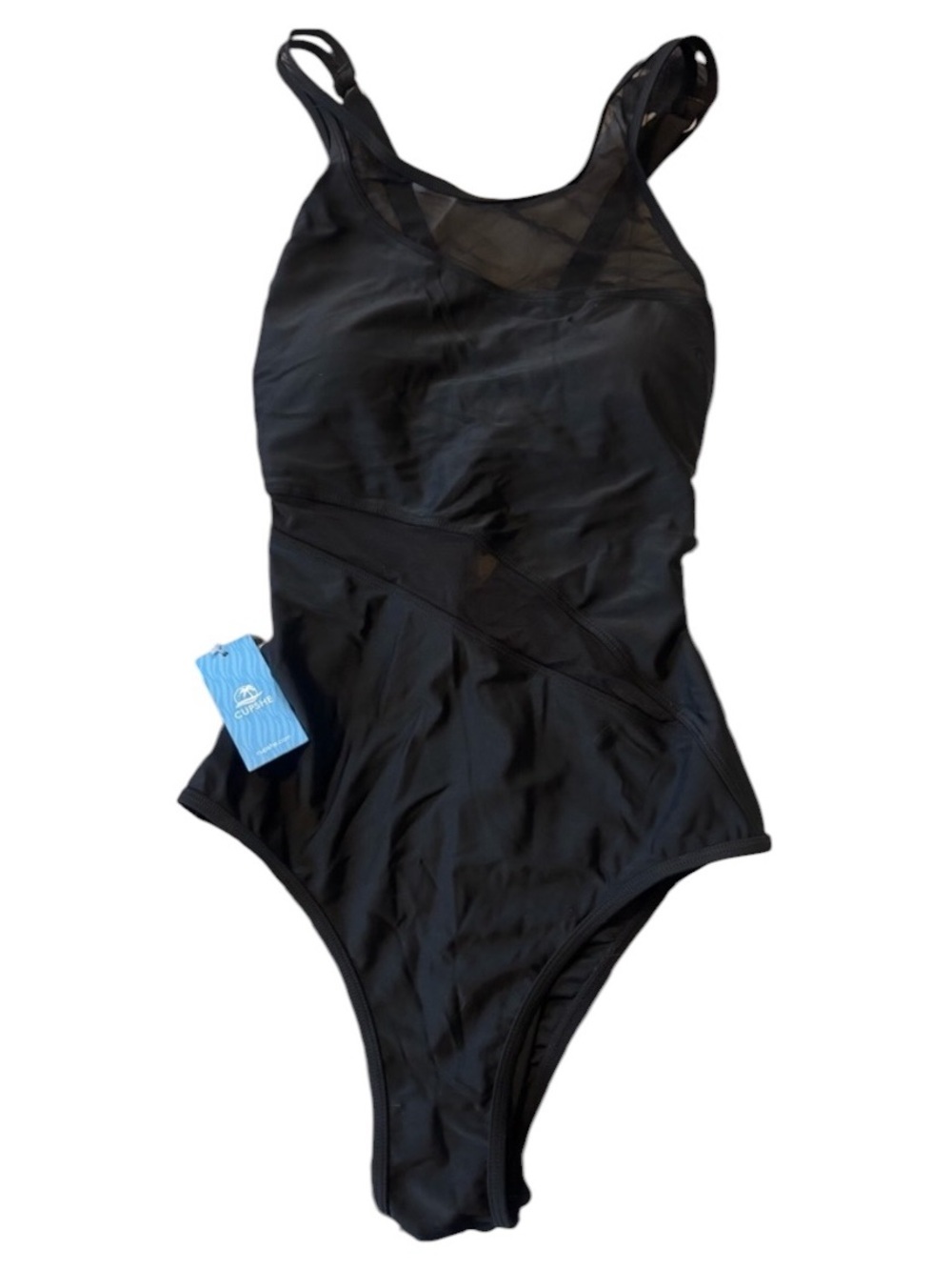NWT Cupshe Black Mesh One-Piece Swimsuit | Size S | Sexy & Chic